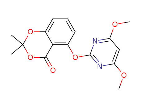Molecular Structure of 197718-32-4 (5-(4,6-dimethoxypyrimidin-2-yl)oxy-2,2-dimethyl-4-oxo-benzo-1,3-dioxin)