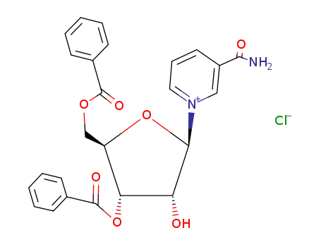 Molecular Structure of 23110-99-8 (3-Carbamoyl-1-(3,5-di-O-benzoyl-β-D-ribofuranosyl)-pyridiniumchlorid)