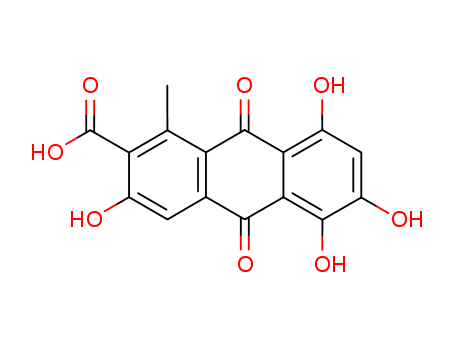 18499-92-8,9,10-Dihydro-9,10-dioxo-1-methyl-3,5,6,8-tetrahydroxyanthracene-2-carboxylic acid,3.5.6.8-Tetrahydro-9.10-dioxo-1-methyl-9.10-dihydro-anthracen-carbonsaeure-(2);9,10-Dihydro-3,5,6,8-tetrahydroxy-1-methyl-9,10-dioxo-2-anthracenecarboxylic Acid;2-carboxy-1-methyl-3,5,6,8-tetrahydroxy-anthraquinone;Kermes;1-methyl-3,5,6,8-tetrahydroxy-9,10-dioxo-9,10-dihydroanthracene-2-carboxylic acid;3,5,6,8-tetrahydroxy-1-methyl-9,10-dioxo-9,10-dihydro-anthracene-2-carboxylic acid;C.I. Natural Red 3;1-Methyl-2-carboxy-3,5,6,8-tetrahydroxyanthraquinone;Kermes (dye);Kermesic Acid;3,5,6,8-Tetrahydroxy-1-methyl-9,10-dioxo-9,10-dihydro-anthracen-2-carbonsaeure;