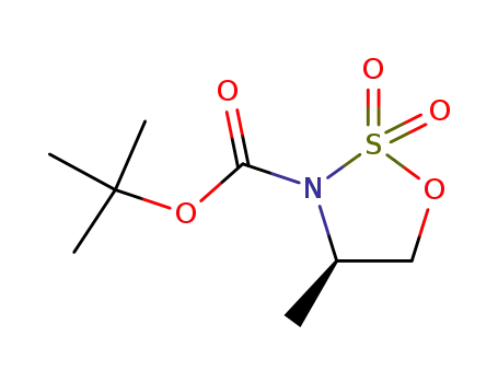 Molecular Structure of 454248-53-4 (Tert-Butyl (R)-4-Methyl-2,2-Dioxo-[1,2,3]Oxathiazolidine-3-Carboxylate)