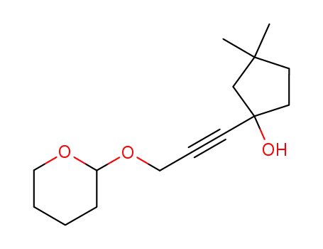 Molecular Structure of 87802-20-8 (Cyclopentanol,
3,3-dimethyl-1-[3-[(tetrahydro-2H-pyran-2-yl)oxy]-1-propynyl]-)