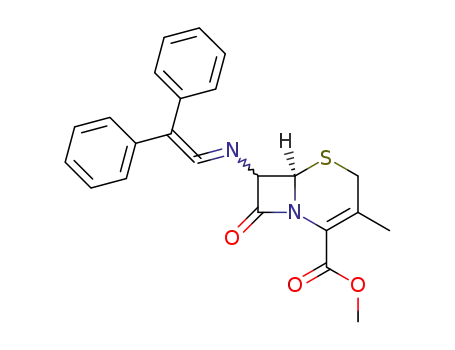 Molecular Structure of 61112-50-3 (5-Thia-1-azabicyclo[4.2.0]oct-2-ene-2-carboxylic acid,
7-[(diphenylethenylidene)amino]-3-methyl-8-oxo-, methyl ester, (6R)-)