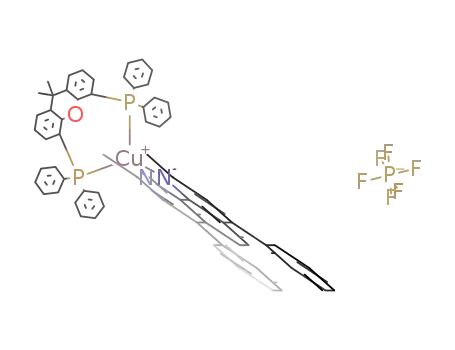 Molecular Structure of 1421057-42-2 ([Cu(2,9-dimethyl-4,7-diphenyl-1,10-phenanthroline)(4,5-bis(diphenylphosphino)-9,9-dimethylxanthene)](PF<sub>6</sub>))