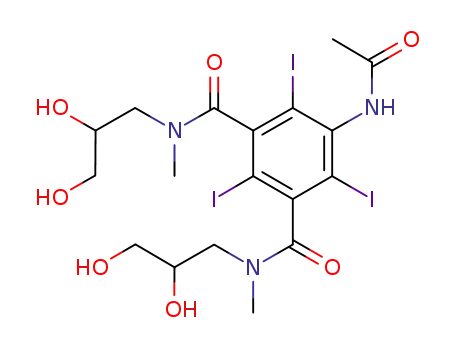 Molecular Structure of 31122-84-6 (5-(Acetylamino)-N,N'-bis(2,3-dihydroxypropyl)-2,4,6-triiodo-N,N'-dimethyl-1,3-benzenedicarboxamide)