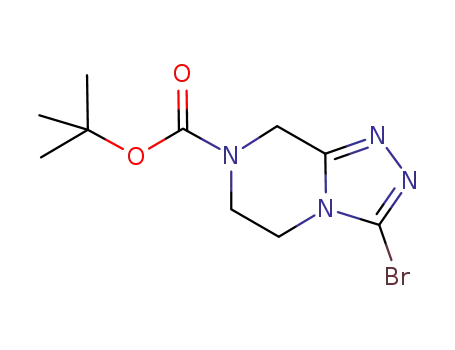 Molecular Structure of 723286-80-4 (TERT-BUTYL 3-BROMO-5,6-DIHYDRO-[1,2,4]TRIAZOLO[4,3-A]PYRAZINE-7(8H)-CARBOXYLATE)