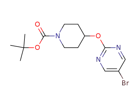 Molecular Structure of 832735-41-8 (4-(5-Bromopyrimidin-2-yloxy)piperidine-1-carboxylic acid tert-butyl)