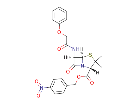 Molecular Structure of 58244-55-6 (4-nitrobenzyl(2S,5R,6R)-3,3-dimethyl-7-oxo-6-phenoxyacetamido-1-aza-4-thiabicyclo<3.2.0>heptane-2-carboxylate)
