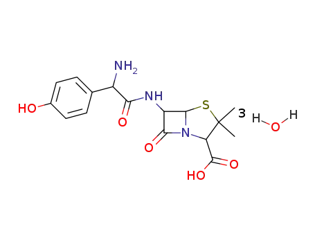 Molecular Structure of 61336-70-7 (Amoxicillin trihydrate)