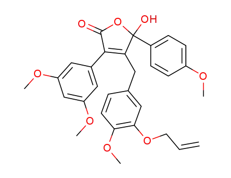 2(5H)-Furanone,
3-(3,5-dimethoxyphenyl)-5-hydroxy-5-(4-methoxyphenyl)-4-[[4-methoxy-
3-(2-propenyloxy)phenyl]methyl]-