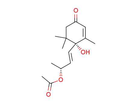 Acetic acid (E)-(R)-3-((R)-1-hydroxy-2,6,6-trimethyl-4-oxo-cyclohex-2-enyl)-1-methyl-allyl ester