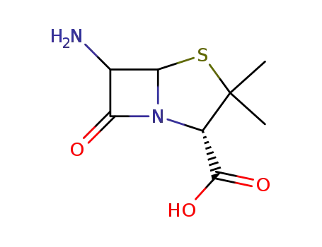 Molecular Structure of 3115-55-7 (6-AMINO-3,3-DIMETHYL-7-OXO-4-THIA-1-AZA-BICYCLO[3.2.0]HEPTANE-2-CARBOXYL)