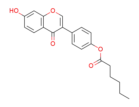 Molecular Structure of 602329-51-1 (Hexanoic Acid 4-(7-Hydroxy-4-oxo-4H-1-benzopyran-3-yl)phenyl Ester)
