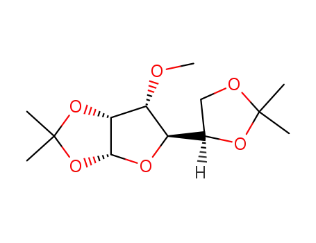 Molecular Structure of 32087-37-9 (5-[2,2-dimethyl-(4R)-1,3-dioxolan-4-yl]-2,2-dimethyl-(3aR,5R,6R,6aR)-perhydrofuro[2,3-d][1,3]dioxol-6-yl methyl ether)