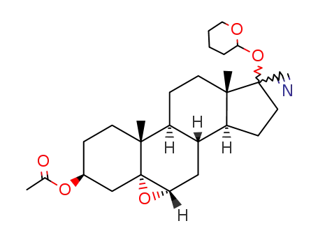 Molecular Structure of 103050-56-2 (3β-acetoxy-5,6α-epoxy-17ξ-((Ξ)-tetrahydropyran-2-yloxy)-5α-androstane-17ξ-carbonitrile)