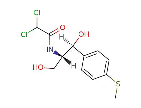 Molecular Structure of 27348-37-4 (2,2-dichloro-N-{(1R,2S)-1,3-dihydroxy-1-[4-(methylsulfanyl)phenyl]propan-2-yl}acetamide)