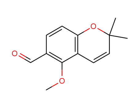 Molecular Structure of 79571-17-8 (5-(methoxy)-2,2-dimethyl-2H-chromene-6-carbaldehyde)