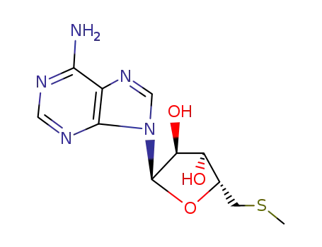 Molecular Structure of 53458-28-9 (2-(6-aminopurin-9-yl)-5-(methylsulfanylmethyl)oxolane-3,4-diol)