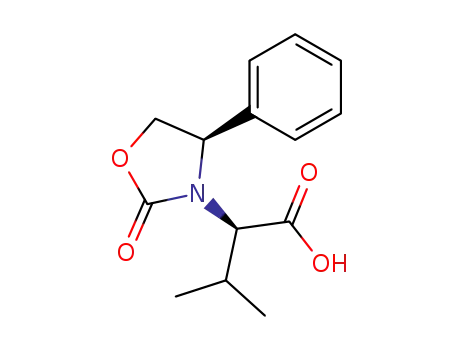 Molecular Structure of 206068-46-4 ((R)-3-Methyl-2-((R)-2-oxo-4-phenyl-oxazolidin-3-yl)-butyric acid)