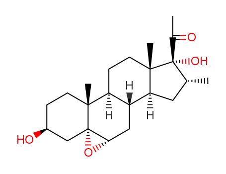 Molecular Structure of 56630-87-6 (5alpha,6alpha-epoxy-3beta,17-dihydroxy-16alpha-methylpregnan-20-one)
