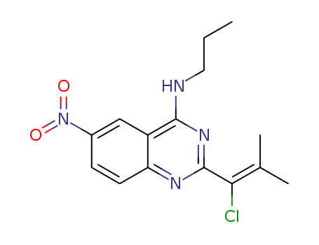 Molecular Structure of 1220564-57-7 (2-(1-chloro-2-methylprop-1-enyl)-6-nitro-N-propylquinazolin-4-amine)