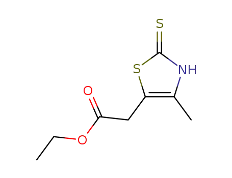 Molecular Structure of 111874-19-2 (Ethyl 2-(2-mercapto-4-methyl-1,3-thiazol-5-yl)acetate)