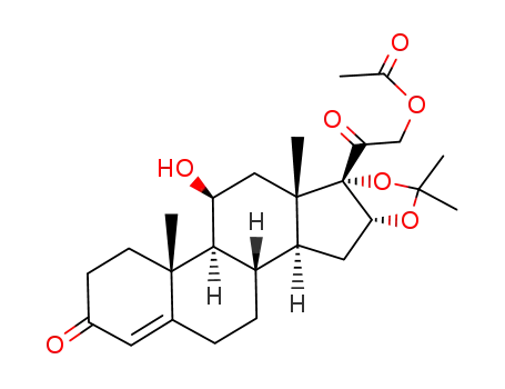 Molecular Structure of 25092-24-4 (11beta,21-dihydroxy-16alpha,17-(isopropylidenedioxy)pregn-4-ene-3,20-dione 21-acetate)