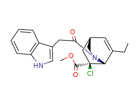 Molecular Structure of 129030-48-4 ((-)-2-(1-<2-(indol-3-yl)-1-oxo-ethyl>)-6-ethyl-7-exo-chloro-2-azabicyclo<2.2.2>oct-5-ene-7-endo-carboxylic acid methyl ester)