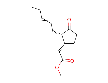 Molecular Structure of 109959-42-4 (Cyclopentaneacetic acid, 3-oxo-2-(2-pentenyl)-, methyl ester,
(1R,2R)-rel-)
