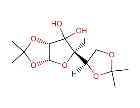 Molecular Structure of 10578-85-5 (1,2:5,6-DI-O-ISOPROPYLIDENE-ALPHA-D-RIBO-3-HEXOFURANOSE-3-ULOSE MONOHYDRATE)