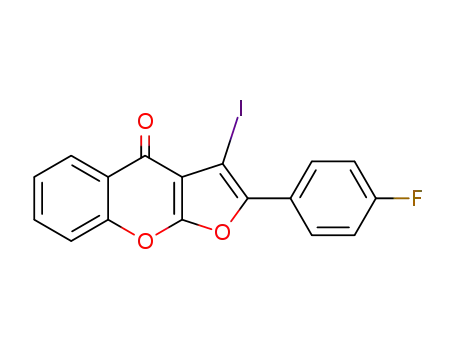 Molecular Structure of 1279109-06-6 (3-iodo-2-(4-fluoro)phenyl-4H-furo[2,3-b]benzopyran-4-one)