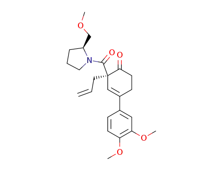 Molecular Structure of 911847-26-2 ((R)-2-allyl-4-(3,4-dimethoxyphenyl)-2-((S)-2-(methoxymethyl)pyrrolidin-1-carbonyl)cyclohex-3-en-1-one)