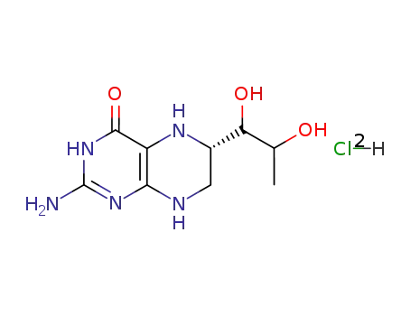 Molecular Structure of 69056-38-8 (4(3H)-Pteridinone,2-amino-6-[(1R,2S)-1,2-dihydroxypropyl]-5,6,7,8-tetrahydro-, hydrochloride(1:2), (6R)-)