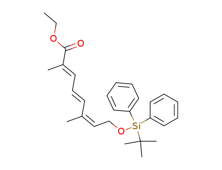 Molecular Structure of 181053-79-2 (ethyl (2E,4E,6Z)-8-tert-butyldiphenylsiloxy-2,6-dimethylocta-2,4,6-trienoate)