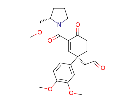 Molecular Structure of 911847-30-8 ([(S)-1-(3,4-Dimethoxy-phenyl)-3-((S)-2-methoxymethyl-pyrrolidine-1-carbonyl)-4-oxo-cyclohex-2-enyl]-acetaldehyde)