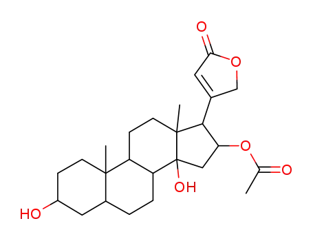 Molecular Structure of 508-20-3 ((3alpha,5beta,8xi,9xi,16beta)-16-(acetyloxy)-3,14-dihydroxycard-20(22)-enolide)