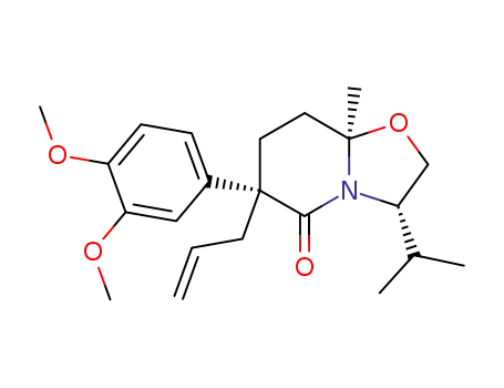 Molecular Structure of 99548-17-1 ((3S,8aS)-6-Allyl-6-(3,4-dimethoxy-phenyl)-3-isopropyl-8a-methyl-hexahydro-oxazolo[3,2-a]pyridin-5-one)