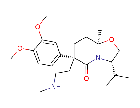 Molecular Structure of 99548-18-2 ((3S,6R,8aR)-6-(3,4-Dimethoxy-phenyl)-3-isopropyl-8a-methyl-6-(2-methylamino-ethyl)-hexahydro-oxazolo[3,2-a]pyridin-5-one)