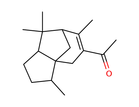 Molecular Structure of 68039-35-0 (1-(2,3,4,7,8,8a-hexahydro-3,6,8,8-tetramethyl-1H-3a,7-methanoazulen-5-yl)ethan-1-one)