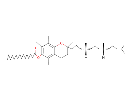 Molecular Structure of 34562-29-3 (3,4-dihydro-2,5,7,8-tetramethyl-2-(4,8,12-trimethyltridecyl)-2H-1-benzopyran-6-yl hexadecanoate)