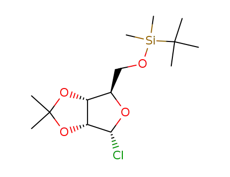Molecular Structure of 102690-94-8 (2,3-O-isopropylidene-5-O-(tert-butyldimethylsilyl)-α-D-ribofuranosyl chloride)