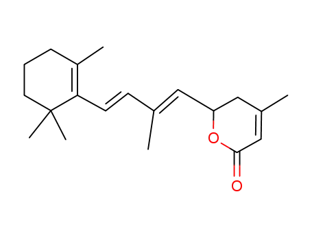 Molecular Structure of 43059-50-3 (4-methyl-6-[(1E,3E)-2-methyl-4-(2,6,6-trimethylcyclohex-1-en-1-yl)buta-1,3-dien-1-yl]-5,6-dihydro-2H-pyran-2-one)