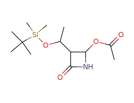 Molecular Structure of 80951-41-3 (Acetic acid 3-[1-(tert-butyldimethylsiloxy)ethyl]-2-oxoazetidin-4-yl ester)
