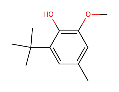Molecular Structure of 2505-15-9 (Phenol, 2-(1,1-dimethylethyl)-6-methoxy-4-methyl-)