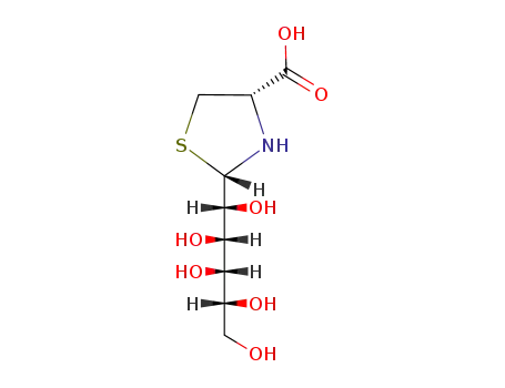 Molecular Structure of 88271-26-5 ((2S,4S)-2-(D-galacto-1,2,3,4,5-Pentahydroxypentyl)-4-thiazolidincarbonsaeure)