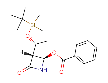 Molecular Structure of 94944-10-2 ((3R,4R)-4-Benzoyloxy-3-(1-tert-butyldimethlsilyloxy]ethyl)azetidin-2-one)