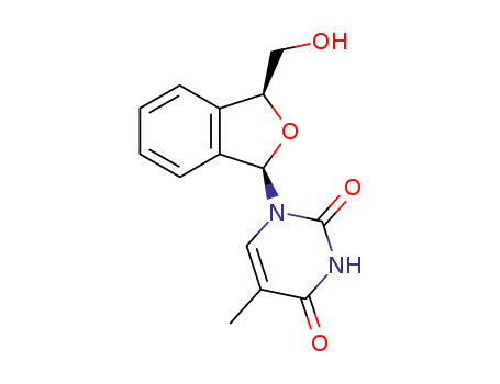 Molecular Structure of 671222-99-4 (2,4(1H,3H)-Pyrimidinedione,
1-[(1R,3S)-1,3-dihydro-3-(hydroxymethyl)-1-isobenzofuranyl]-5-methyl-)
