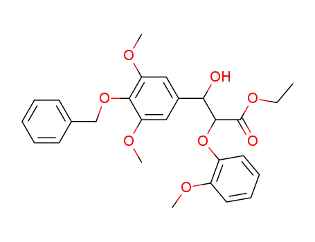 Molecular Structure of 151541-15-0 (ethyl 3-(4-(benzyloxy)-3,5-dimethoxyphenyl)-3-hydroxy-2-(2-methoxyphenoxy)propanoate)