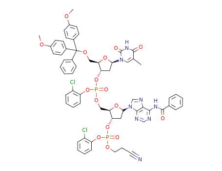 3'-Adenylic acid,5'-O-[bis(4-methoxyphenyl)phenylmethyl]-P-(2-chlorophenyl)thymidylyl-(3'®5')-N-benzoyl-2'-deoxy-,2-chlorophenyl 2-cyanoethyl ester (9CI)