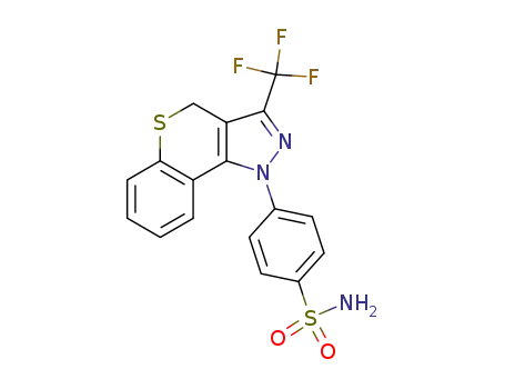 Molecular Structure of 178975-20-7 (4-(3-Trifluoromethyl-4H-thiochromeno[4,3-c]pyrazol-1-yl)-benzenesulfonamide)