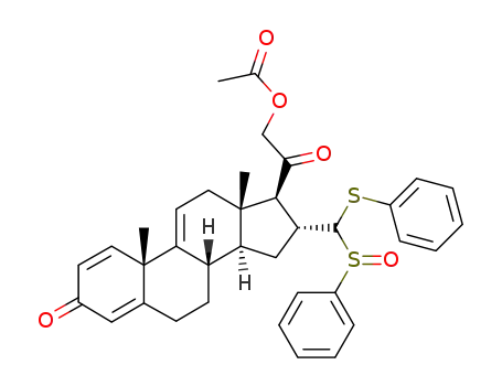 Molecular Structure of 144602-48-2 (Acetic acid 2-[(8S,10S,13S,14S,16R,17S)-16-(benzenesulfinyl-phenylsulfanyl-methyl)-10,13-dimethyl-3-oxo-6,7,8,10,12,13,14,15,16,17-decahydro-3H-cyclopenta[a]phenanthren-17-yl]-2-oxo-ethyl ester)